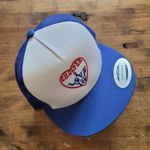 Trucker Cap Brodée "CHOPPER I LOVE YOU" Version Fond Blanc / Bleu