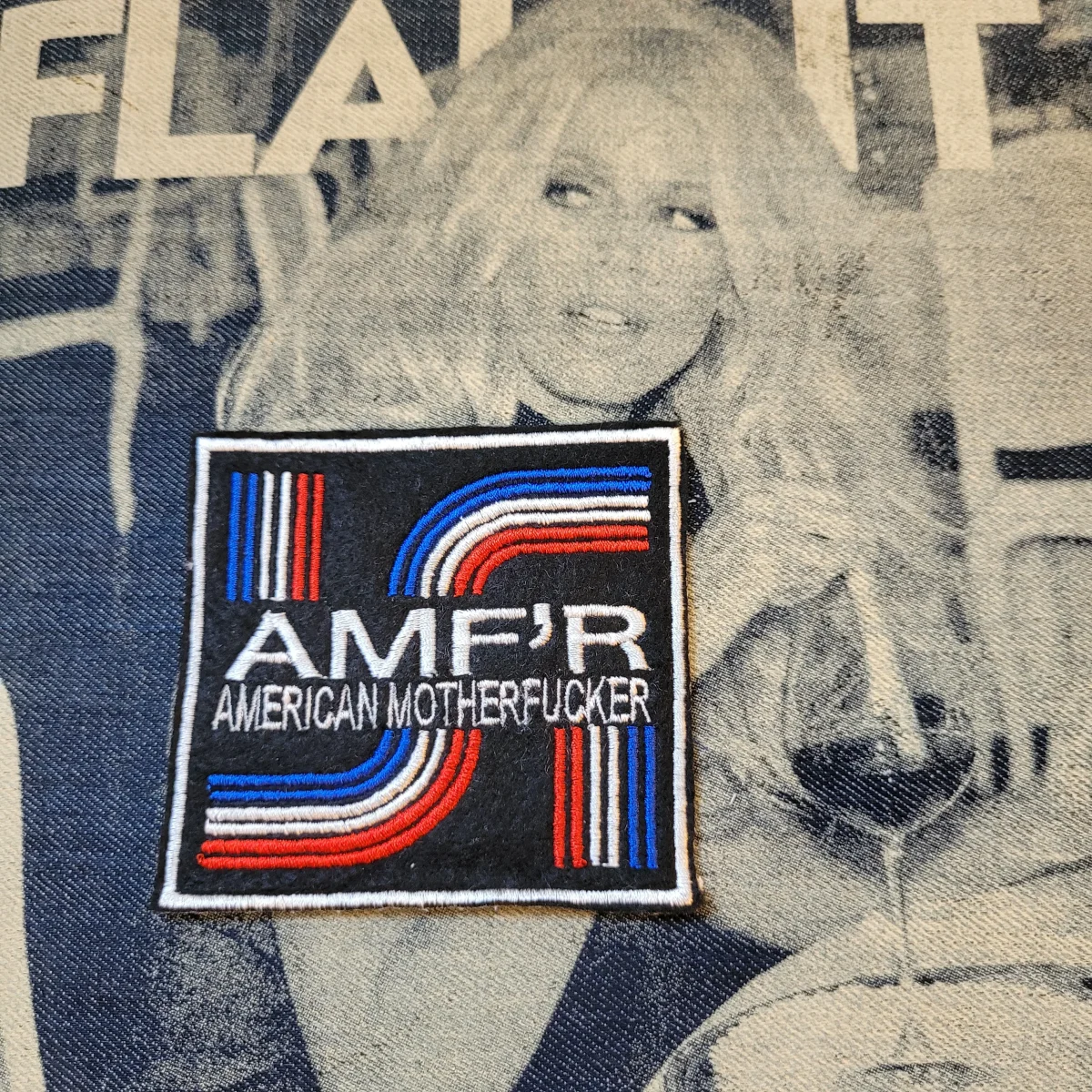 Patch Brodé "AMF'R" version noire (AMERICAN MOTHERFUCKER)