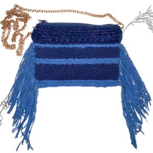 Pochette bleu pour téléphone au crochet