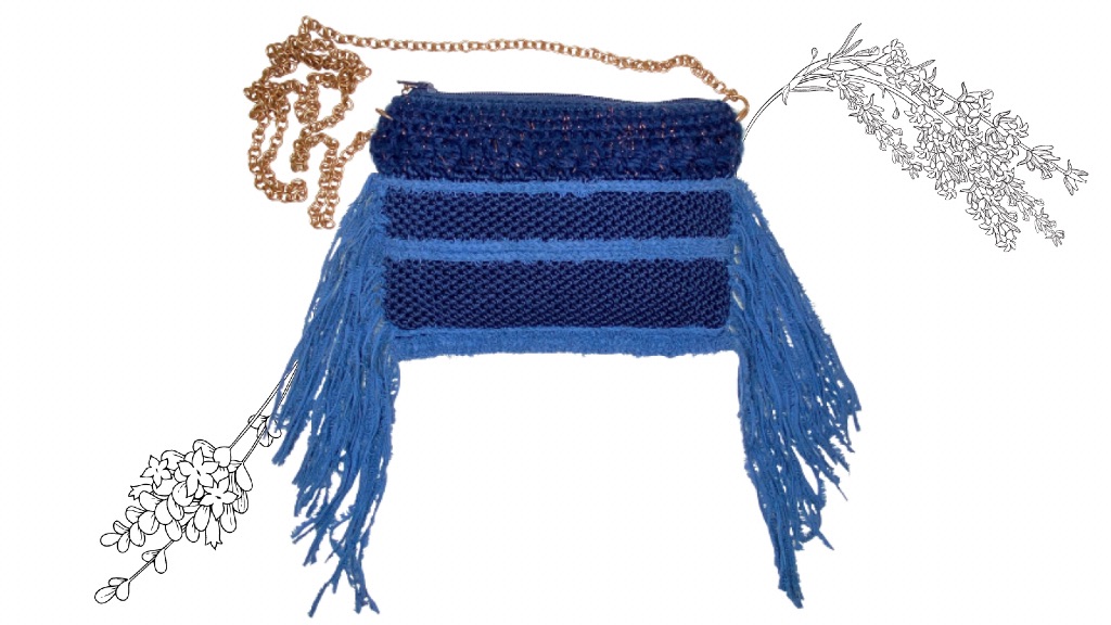 Pochette bleu pour téléphone au crochet – Image 2