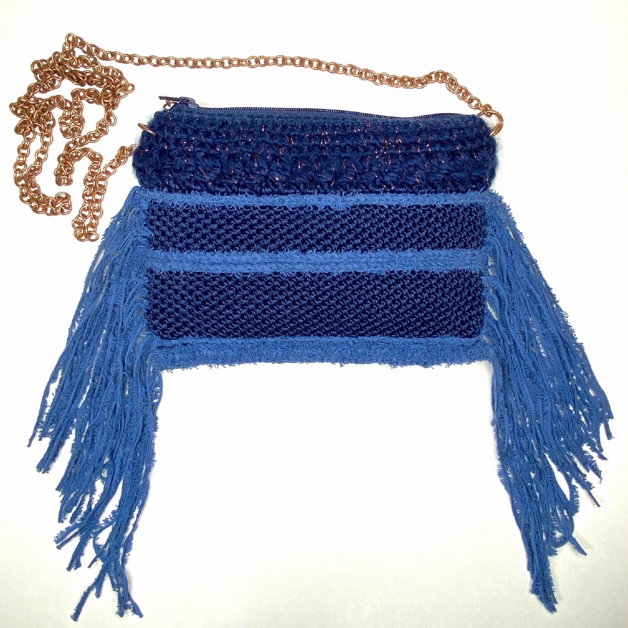 Pochette bleu pour téléphone au crochet – Image 8
