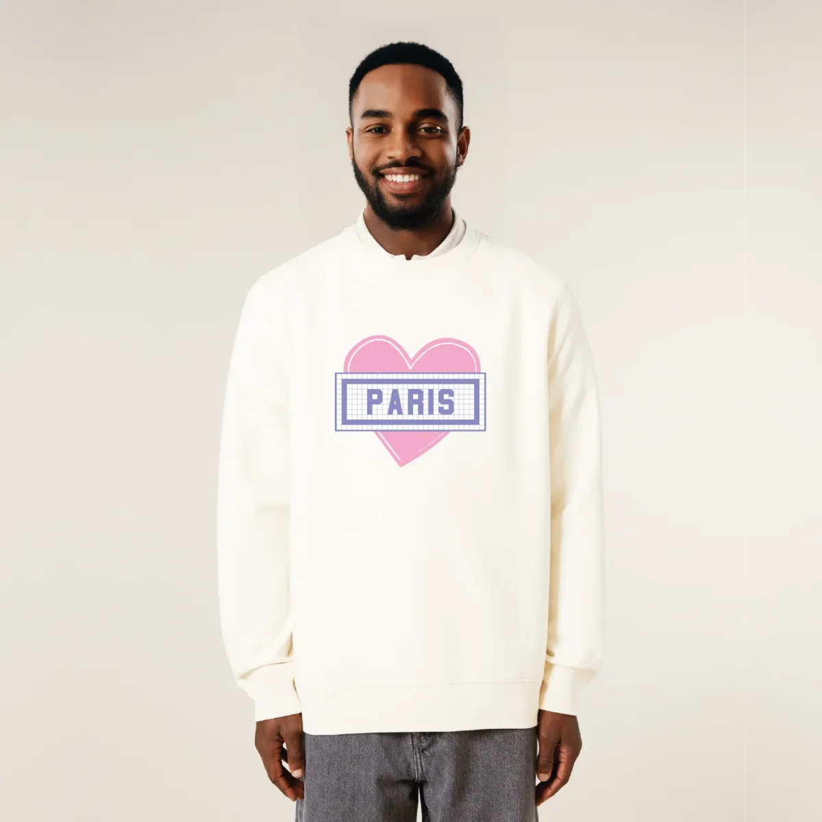 SWEAT-SHIRT COTON BIO IMPRIMÉ - COEUR PARIS - ÉCRU – Image 5