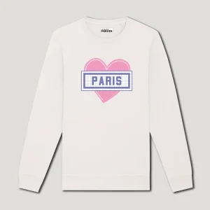 SWEAT-SHIRT COTON BIO IMPRIMÉ - COEUR PARIS - ÉCRU