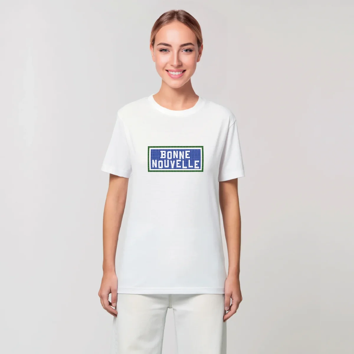 TEE SHIRT COTON BIO IMPRIMÉ - BONNE NOUVELLE - BLANC – Image 4