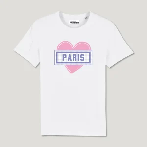 T-SHIRT COTON BIO IMPRIMÉ - COEUR PARIS - BLANC