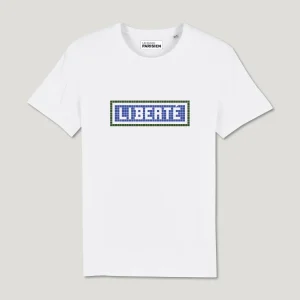 TEE SHIRT COTON BIO IMPRIMÉ - LIBERTÉ - BLANC