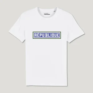 TEE SHIRT COTON BIO IMPRIMÉ - RÉPUBLIQUE - BLANC