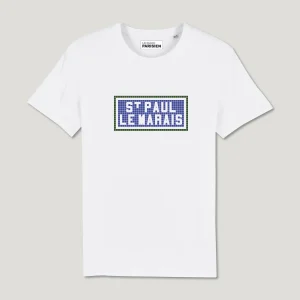 TEE SHIRT COTON BIO IMPRIMÉ - ST PAUL LE MARAIS - BLANC