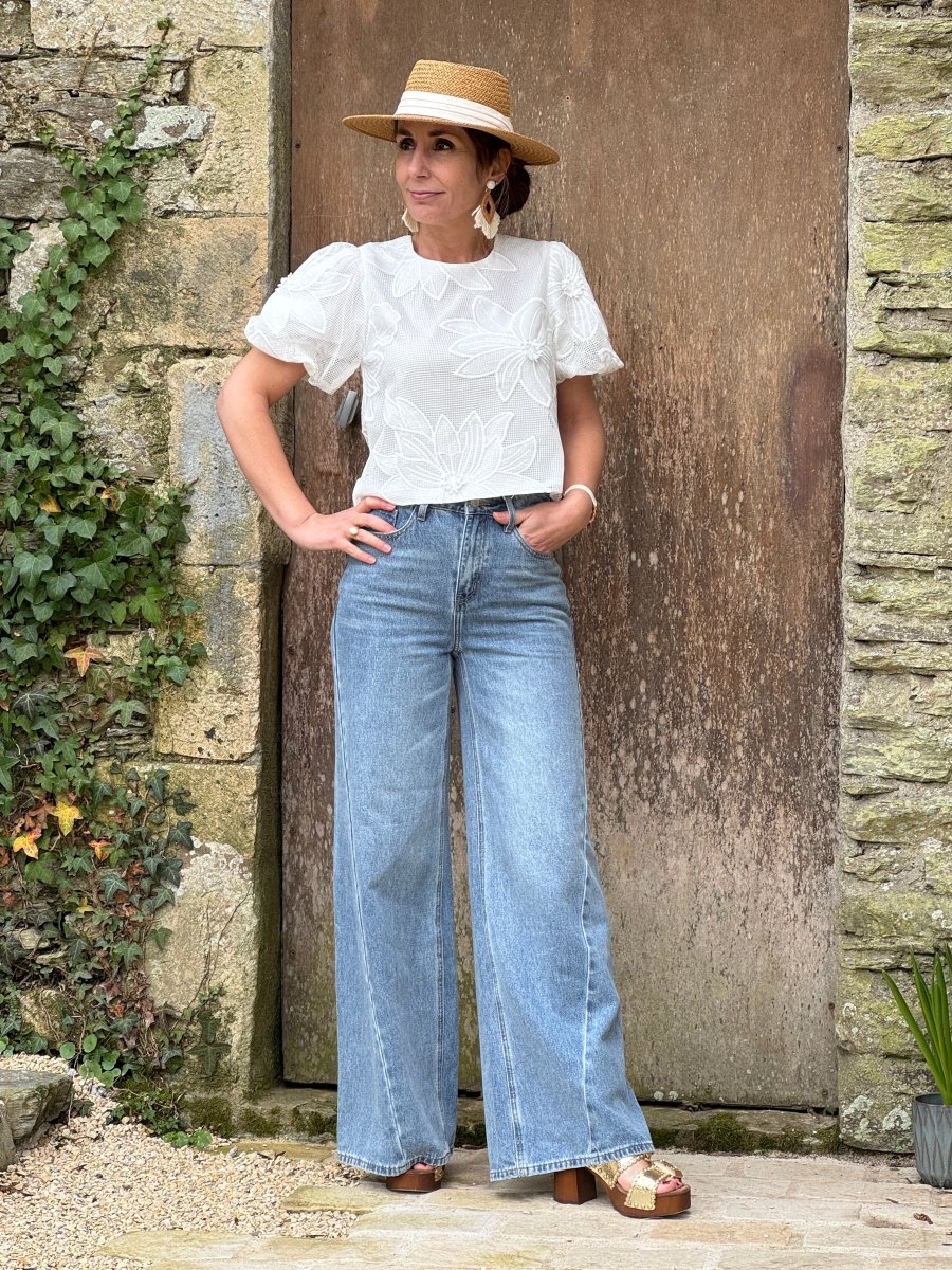 Top blanc broderie florale SAONA – Image 2