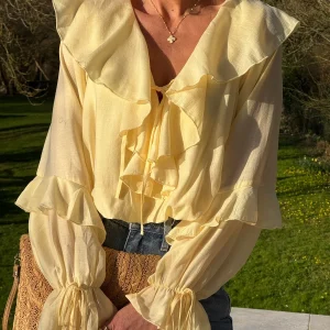 Top jaune volants NOVA