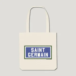 TOTE BAG COTON BIO IMPRIMÉ - SAINT GERMAIN - ÉCRU